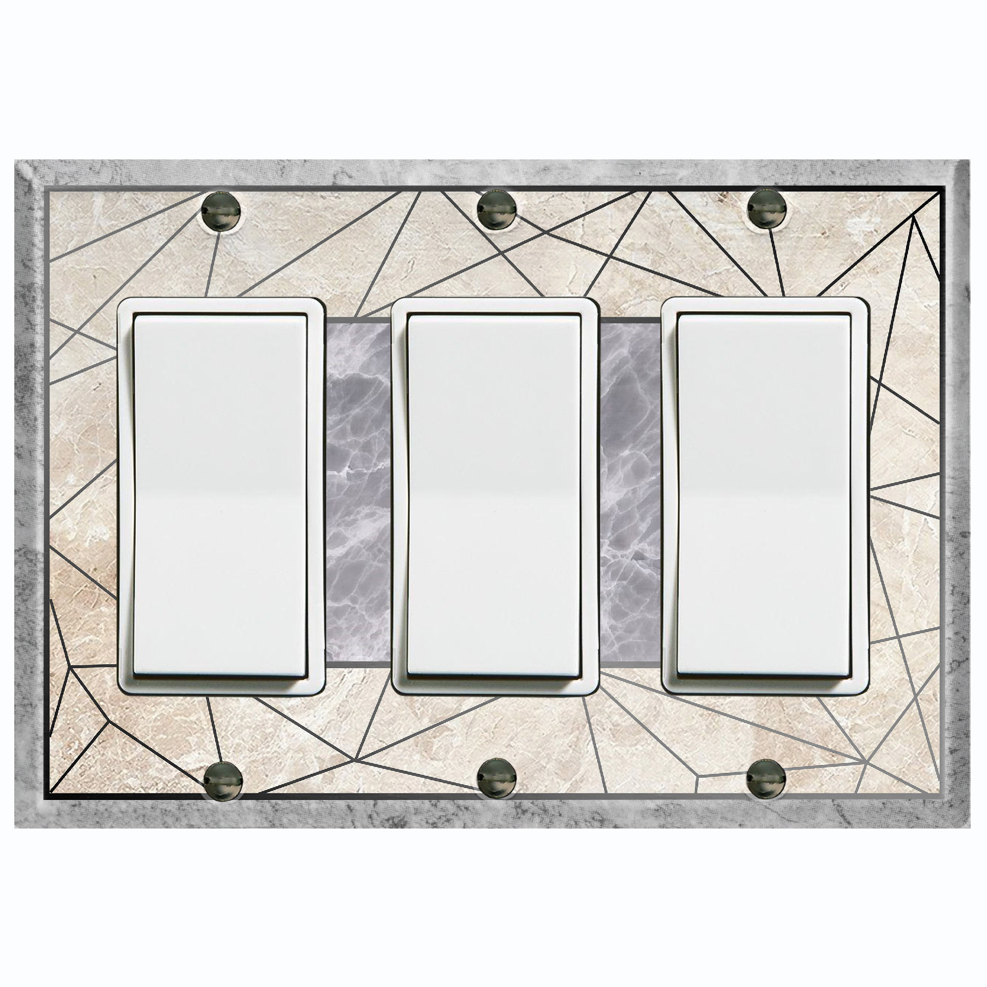 Plaque D’interrupteur Murale Bleue – Motif Géométrique, Pour Intérieur, Sans Marque