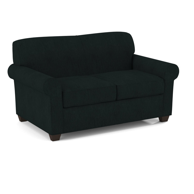 Finn 59" Rolled Arm Sofa Bed Loveseat with Reversible Cushions, Cardigan Coal, Cafelle