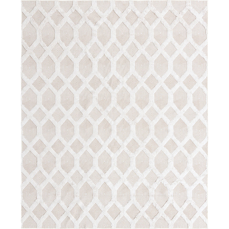 Tapis contemporain blanc cassé Jordalier, Rectangle 8 pi 3 po x 10 pi