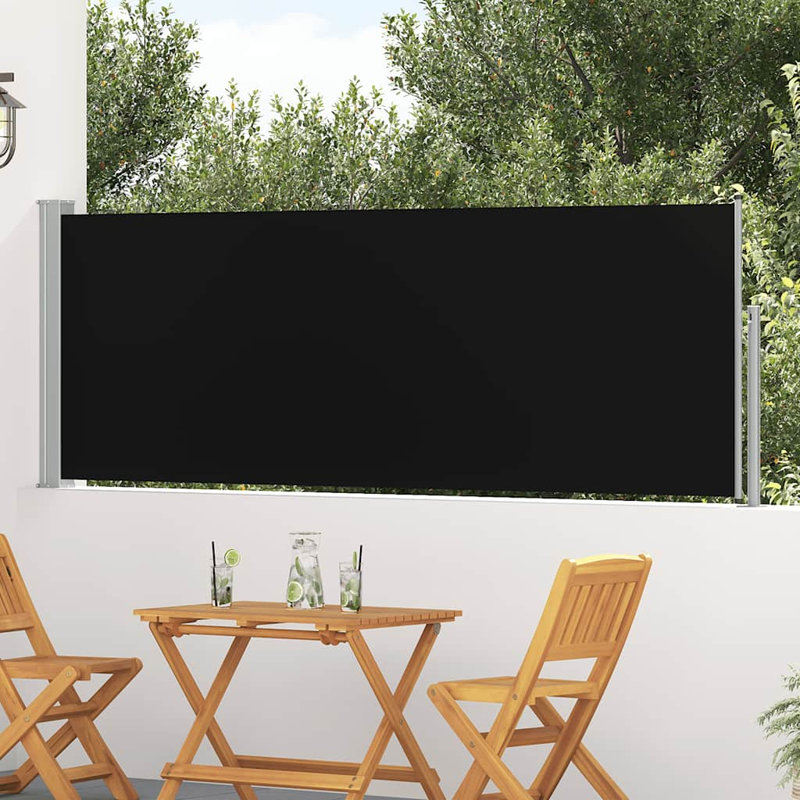 Polyester Cover Retractable Patio Awning, Black, 39.4" H x 118.1" W