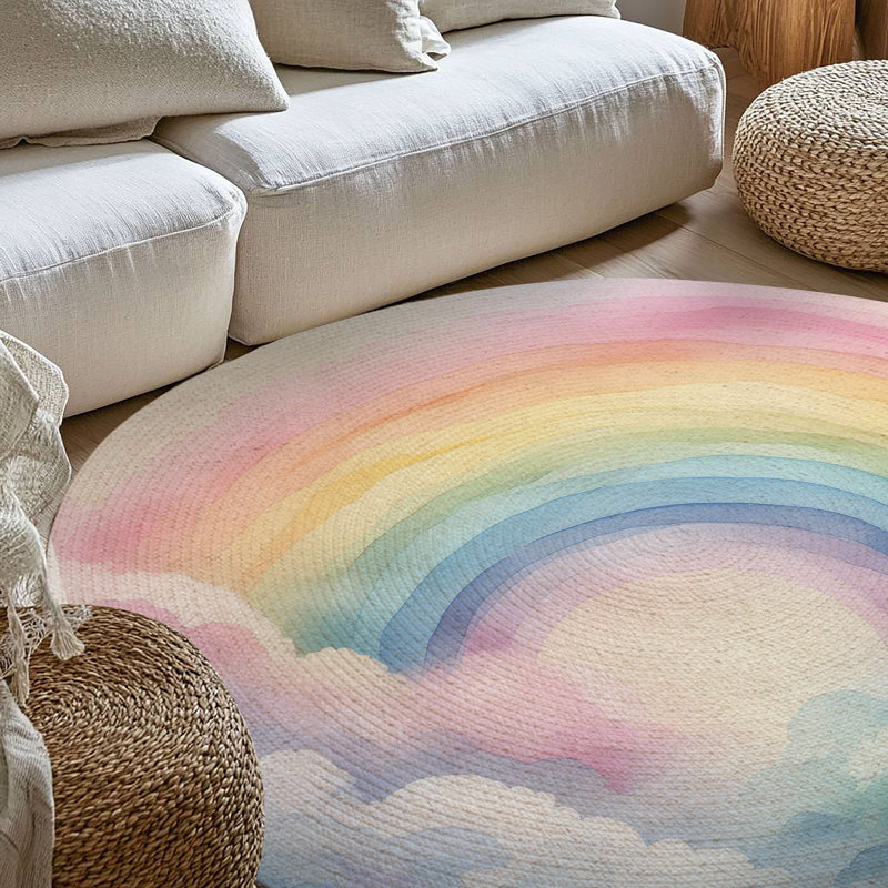Tapis tressé arc-en-ciel, Rond 5 pi