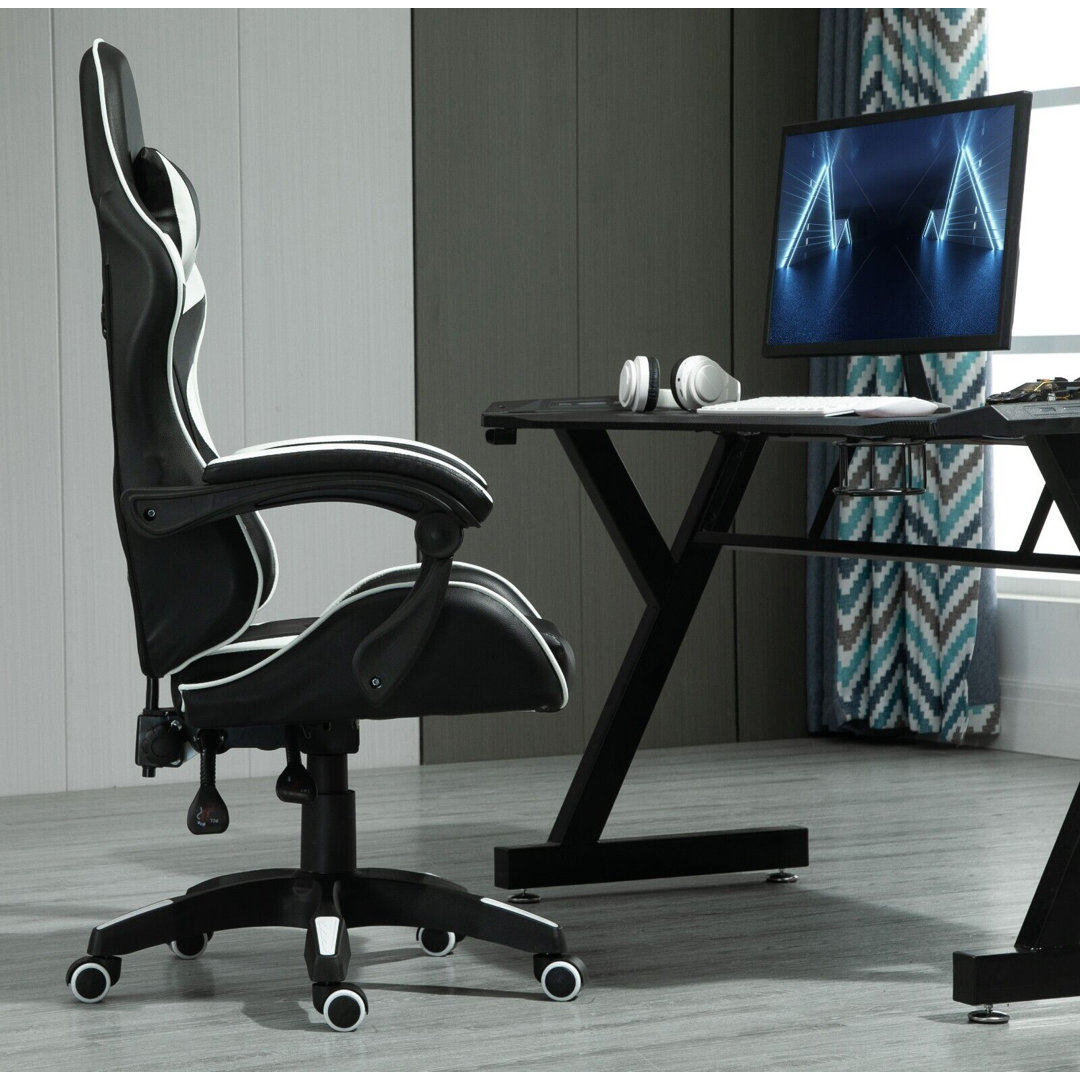 Inbox Zero Adjustable Reclining Ergonomic Faux Leather Swiveling PC & Racing Game Chair