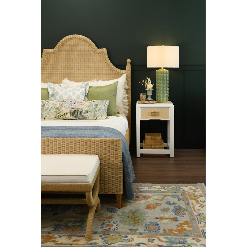 Jean End Table, White/Tan