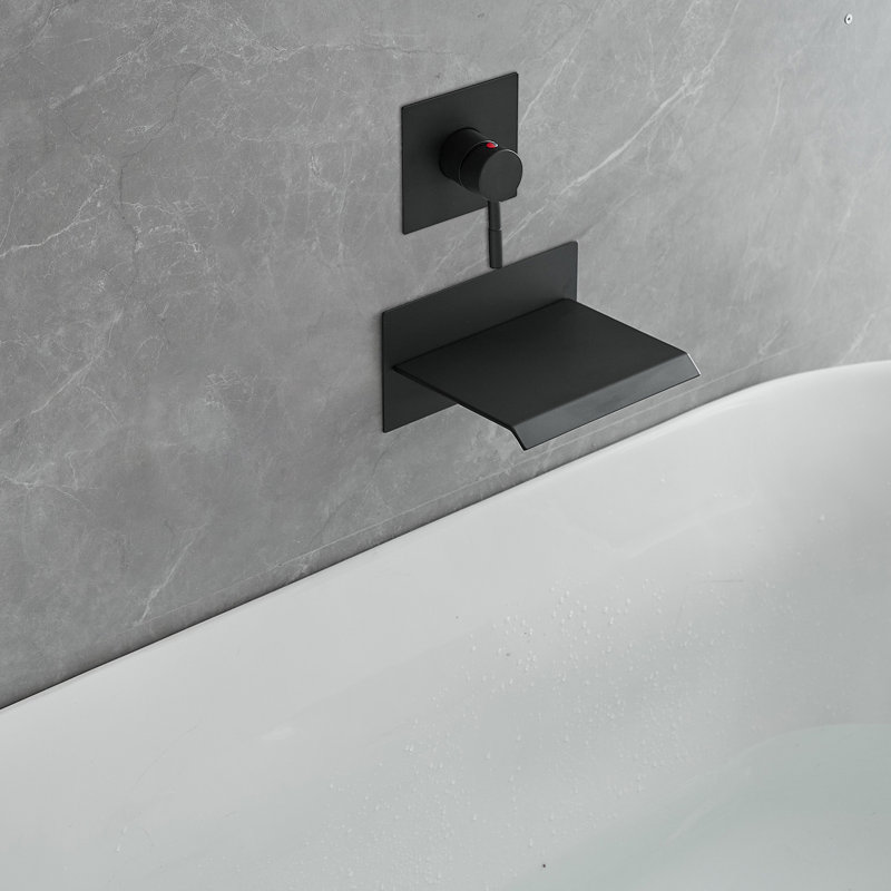 1 robinet cascade avec une poignée , Noir mat