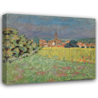 «The Wheat Field in Front of the Church» par Pierre Bonnard - Art mural sur toile tendue avec châssis