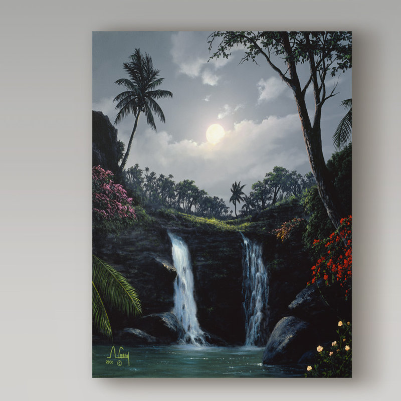 Fikes «Waterfall 1», reproduction de peinture à l'huile sur toile tendue, H 47 po x l 35 po