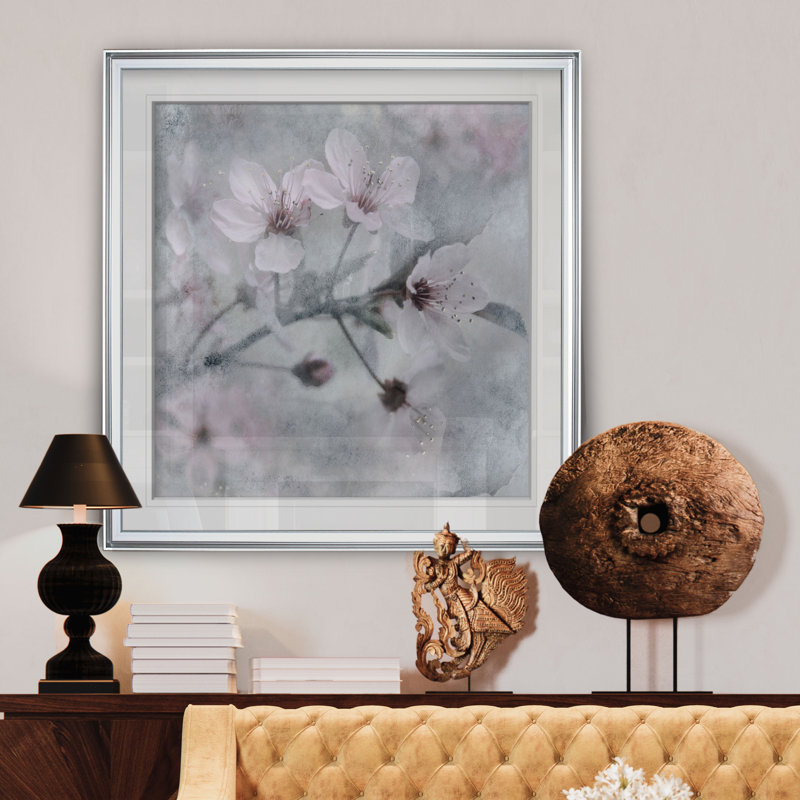 « spring melody i », peinture, H 16 po x l 16 po x P 2 po, Cadre argenté