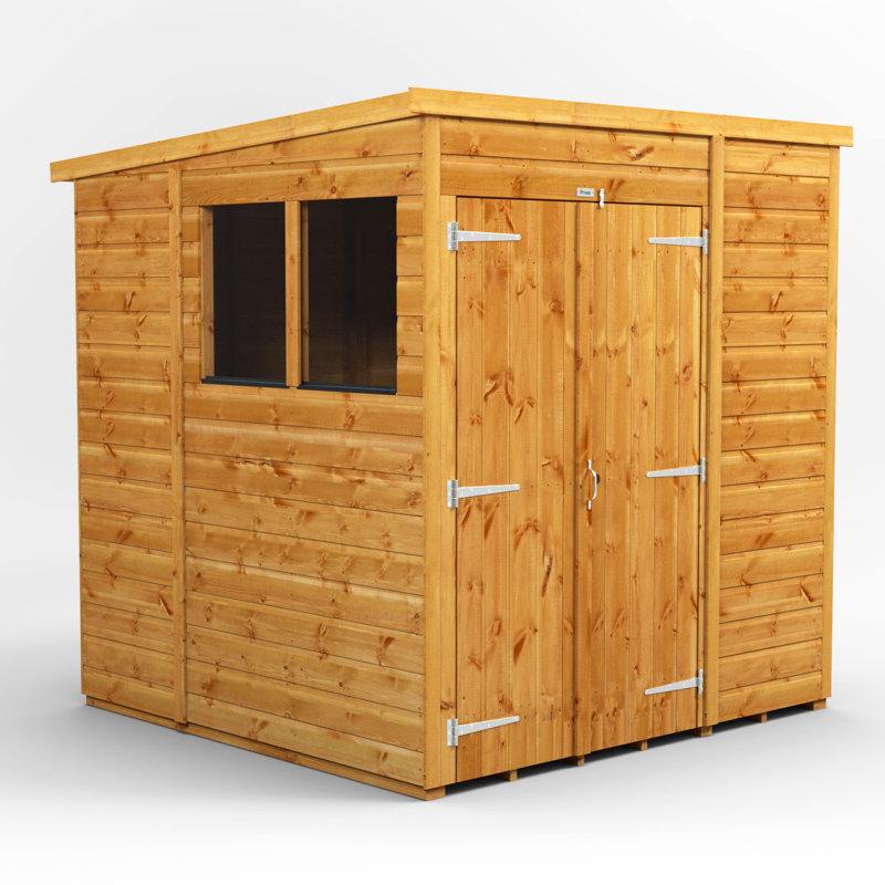 Powersheds Timber Tongue & Groove Pent Garden Shed, Double Doors