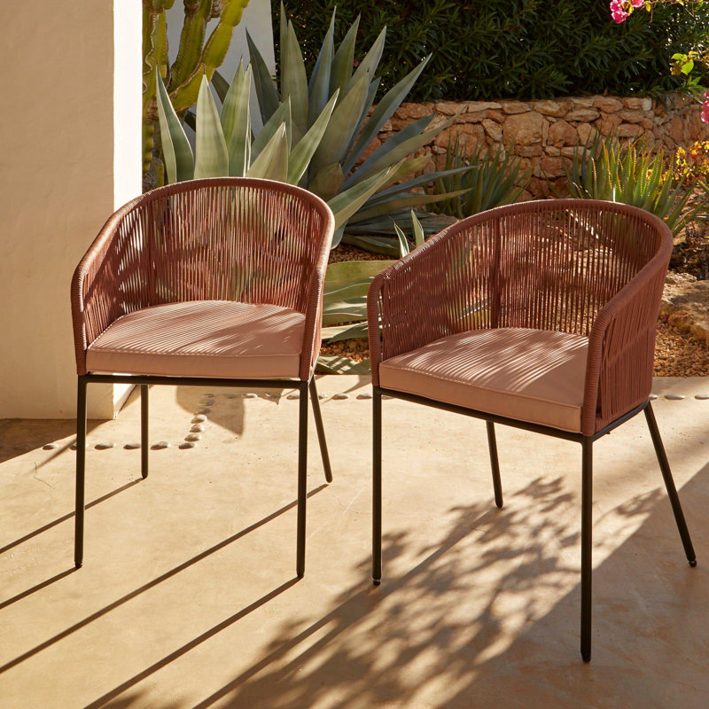 Fabiano Patio Dining Armchair with Cushion, Pink
