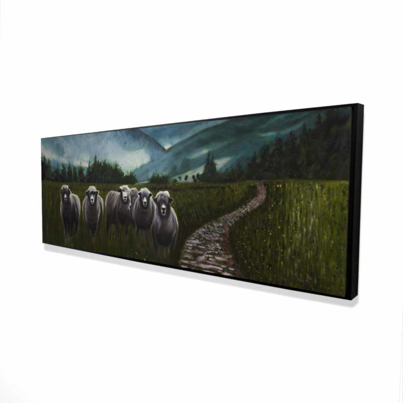Sheep in the Countryside - Farmhouse, reproduction sur toile encadrée, H 61,25 po x l 21,25 po