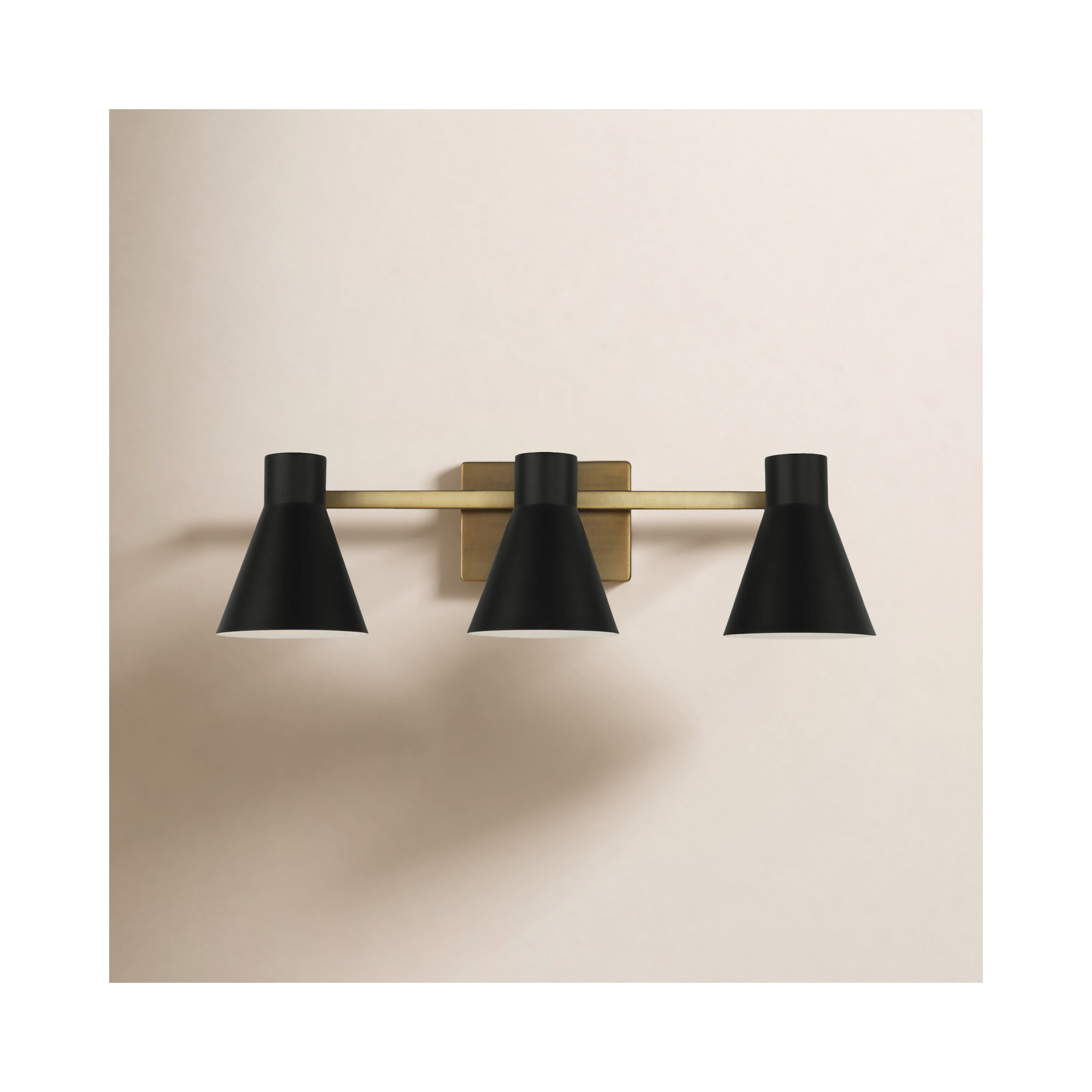 Byers 3-Light Dimmable Cone Vanity Light, Gold, No