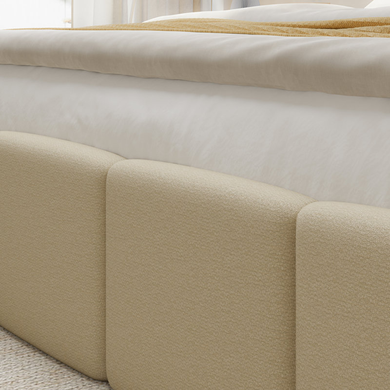 Taniaya Upholstered Bed, Double (4'6), Beige