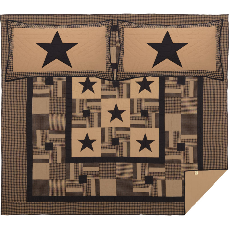 Star American Traditional Cotton Patchwork Quilt, California King Quilt + 2 Shams