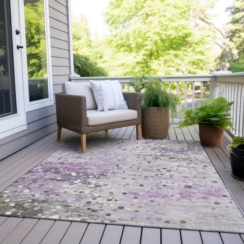 Tapis lavande lavable à la machine intérieur / extérieur Xhevrie, Rectangle 10 pi x 14 pi
