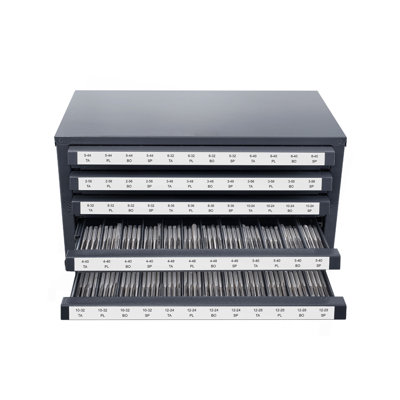 Tap Dispenser Cabinet, Five-Drawer Tap Organizer Cabinet for #2-56-#12-28 Steel Tap Dispenser Organizer Cabinet with Labels, 60-Compartment Stackable Tap Cabinet for Tap Storage