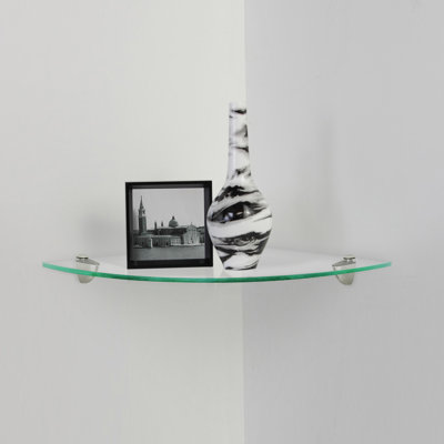 Goettingen Corner Glass Corner Shelf with Adjustable Shelves