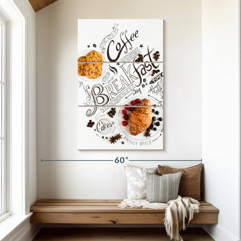 Yarlin Breakfast Typography Pastries, 50" H x 32" W