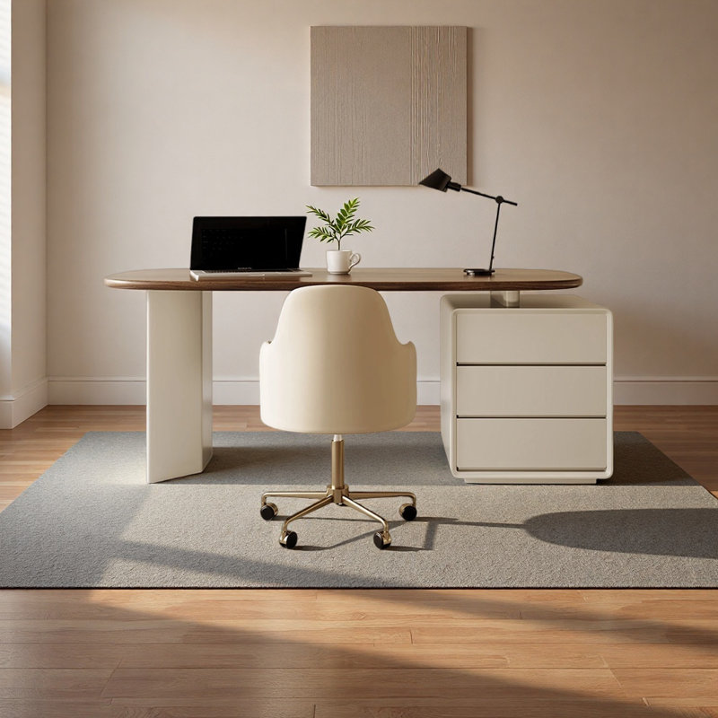 Élégant bureau haut de gamme en bois massif, 29.52" H x 62.99" W x 25.59" D