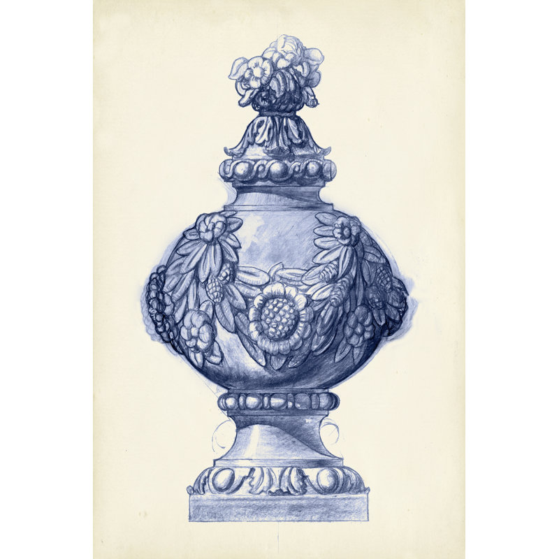 Palace Urns In Indigo I by Vision Studio - Wrapped Canvas Art Prints, 76cm H x 51cm W x 3.8cm D