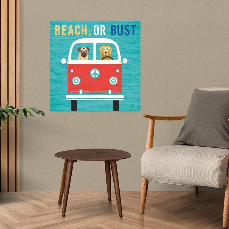 Beach Bums Bus, capricieuse, art côtier, H 24 po x l 24 po