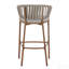 Tabouret de bar d'extérieur en corde de métal, structure au fini teck et coussin beige, ensemble de 4