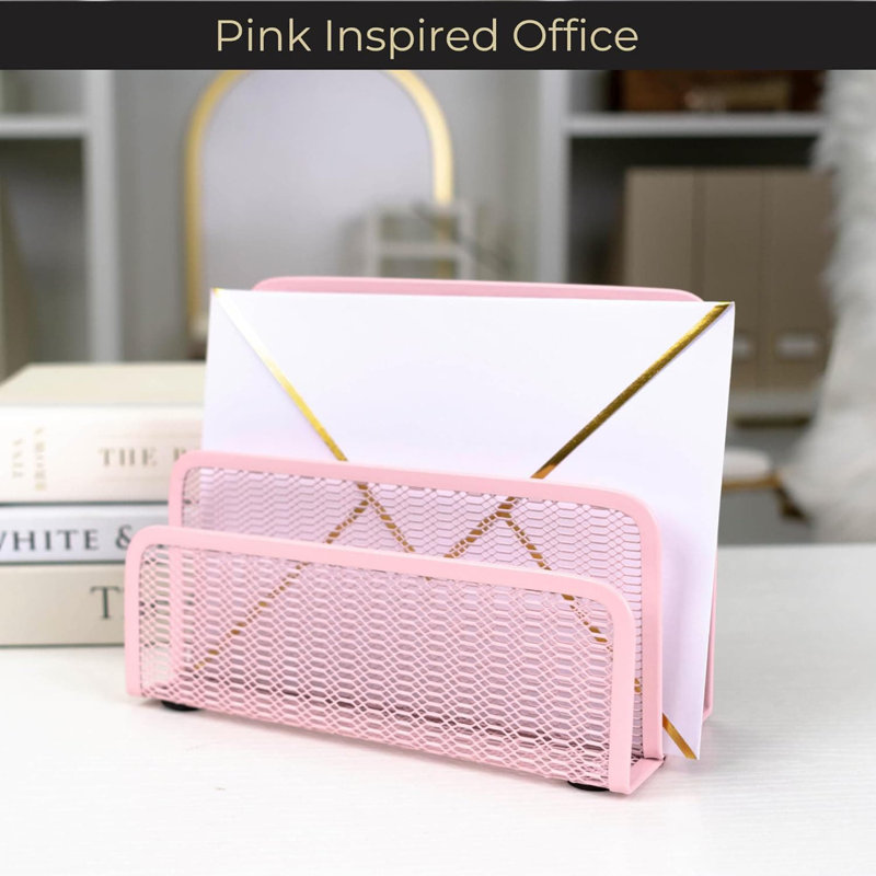 Metal Desk Organiser, Pink