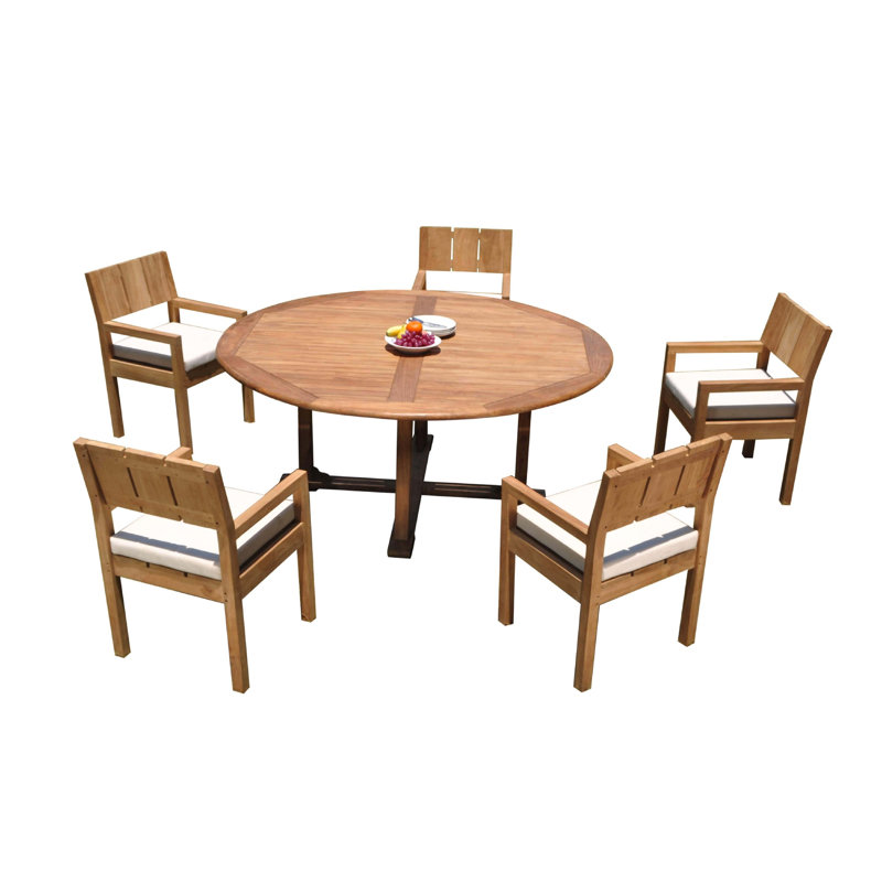 Keagan Outdoor 5 - Piece Teak Dining Set, 30.5" H x 60" L x 60" W, 5