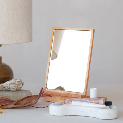 Rubberwood Reflections Desk Mirror