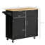 Îlot de cuisine moderne de 41 pouces avec chariot utilitaire, tiroirs de rangement et plateau en bois d'hévéa durable pour une utilisation polyvalente-658940534