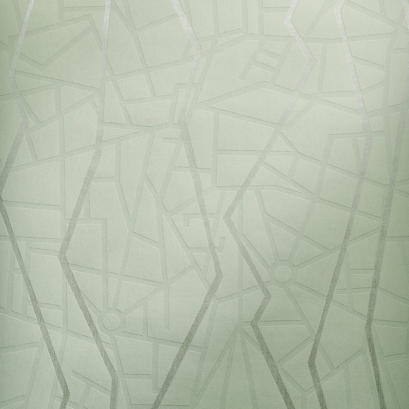 Slow Living Metallic Geometric Lines Wallpaper Roll , Wasabi Green
