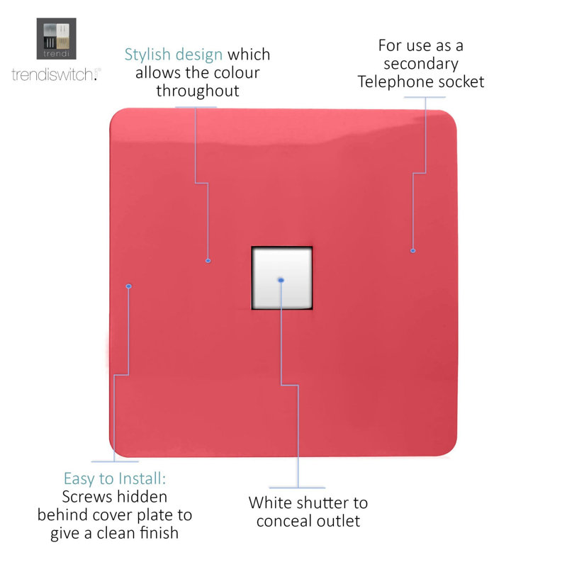 Trendi Switch 1 Gang Cat 3 Telephone Socket, Strawberry