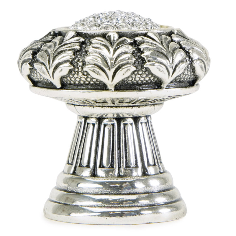 VERONA KNOB; CLEAR CRYSTAL;, Silver, 1 3/8"
