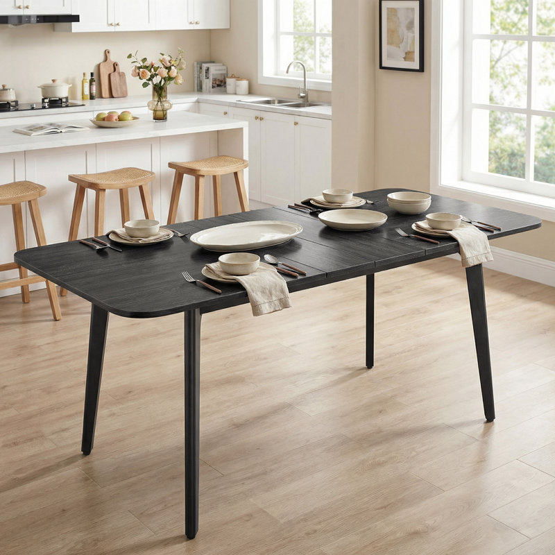 Table de salle à manger extensible de 55,1 po à 70,8 po avec pieds fuselés pour 4/6/8, Gris