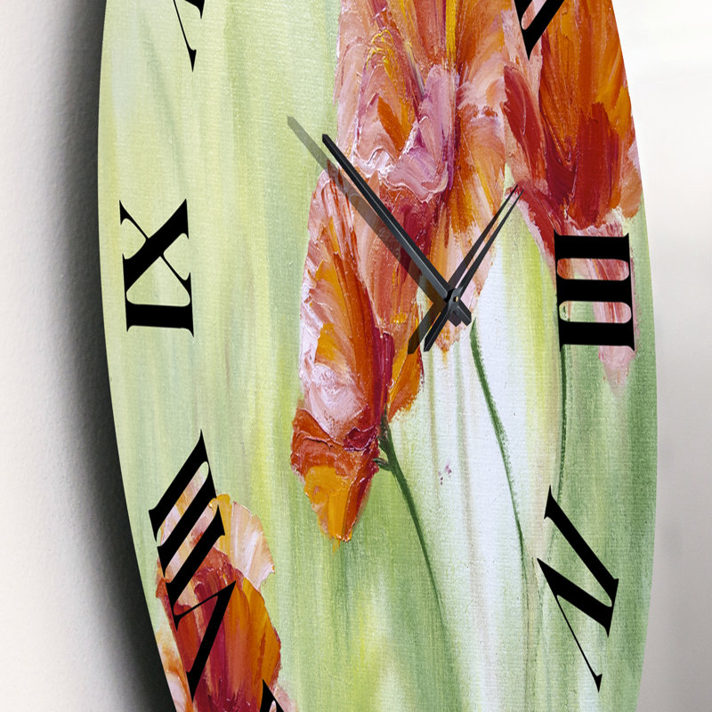 Red Blossoming Poppies I - Horloge murale traditionnelle, Petit