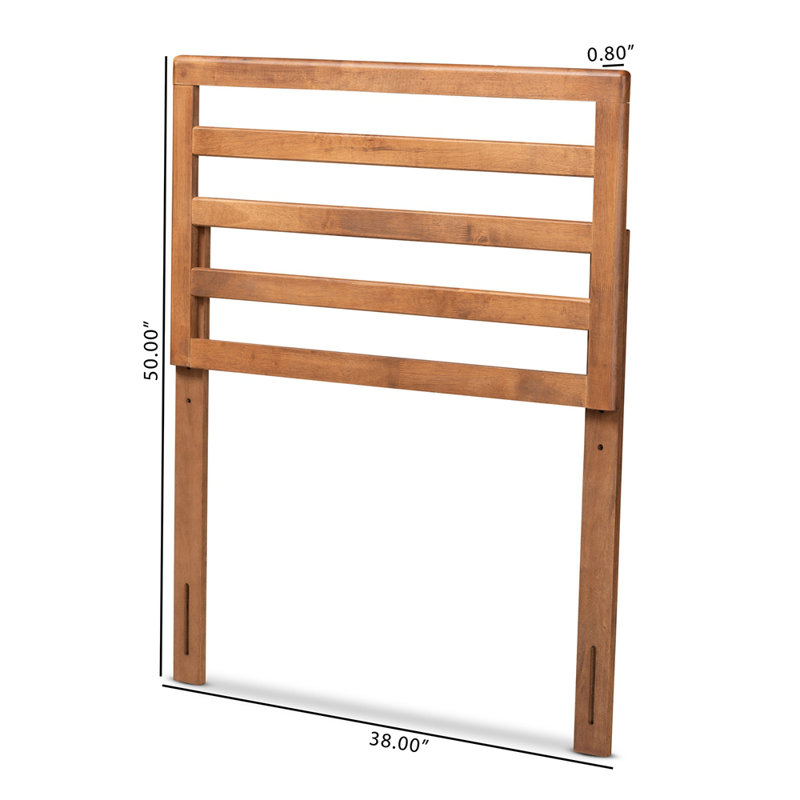 Ash Walnut Wood Twin Size Slatted Headboard