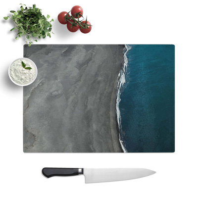 Tempered Glass the Black Sand Beach in Vik Iceland Chopping Board