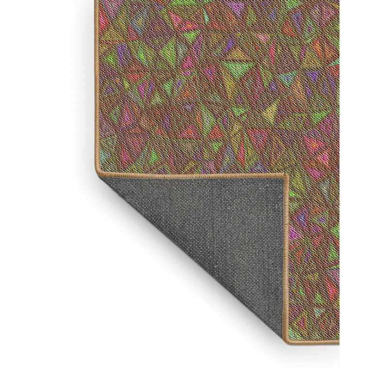 Tapis décoratif brun géométrique, Rectangle 5 pi x 7 pi