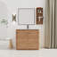 Meuble-lavabo autoportant de 40 po avec lavabo en céramique, 2 portes à fermeture douce et support de rangement, emballage KD, contreplaqué-1532202938