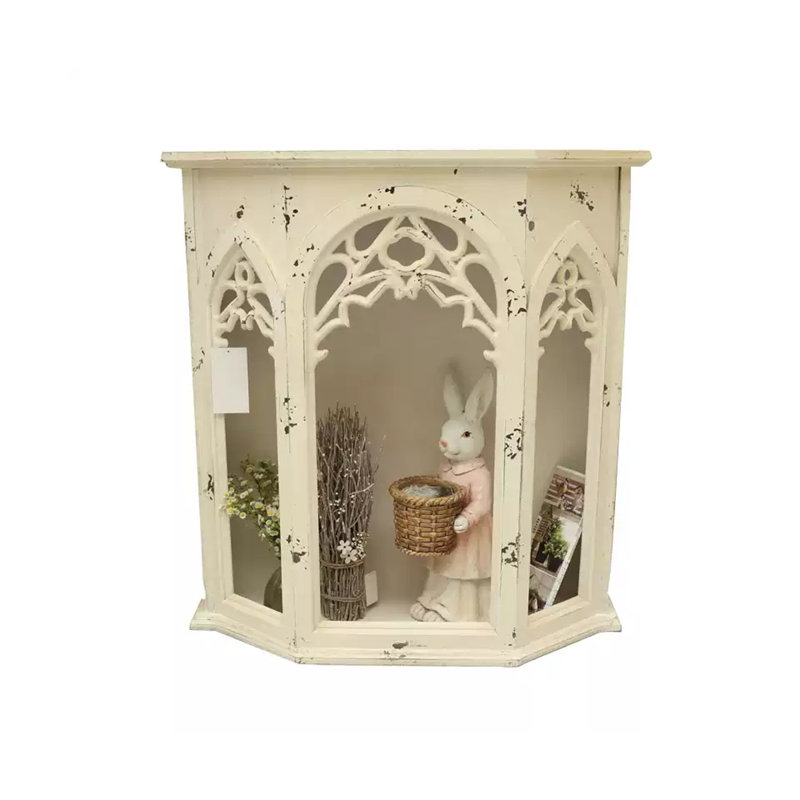 Beige Manufactured Wood Freestanding Fireplace