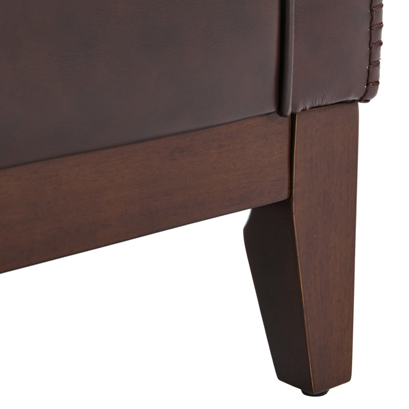 Fauteuil Hamse, Cuir véritable brun rougeâtre