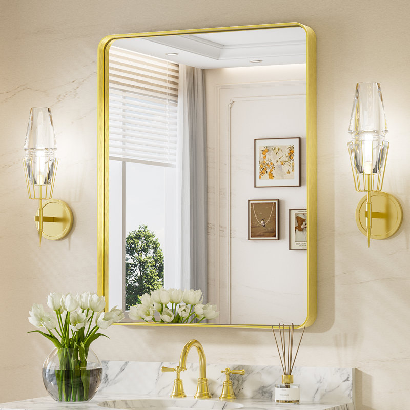 Miroir d'appoint Tyro, Doré, 36 po x 28 po, Rectangulaire