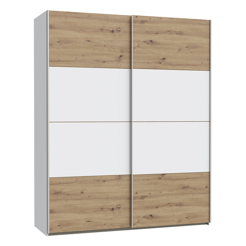 SCHACH&MATT 2 Manufactured Wood Wardrobe, 210.5cm H x 170.3cm W x 61.2cm D, Light oak/White
