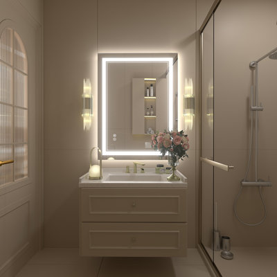 Wayfair Basics® UL Certified Front & Back LED Anti-Fog Tempered Glass Bathroom/Vanity Mirror 