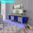 TV Console With Large Storage Cabinets, Biplane Shape Design LED TV Stand With Remote Control, Multiple Modes Changing Lights Modern Entertainment Centre With Power Cord