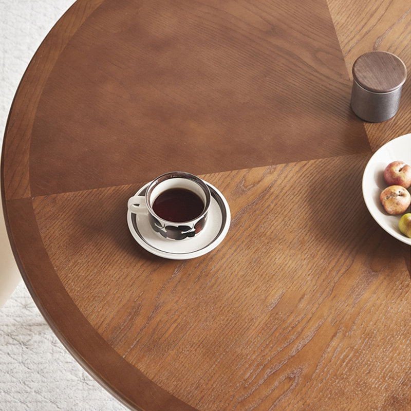 Table de salle à manger ronde en bois massif noyer, H 29,53 po x L 39,37 po x l 39,37 po