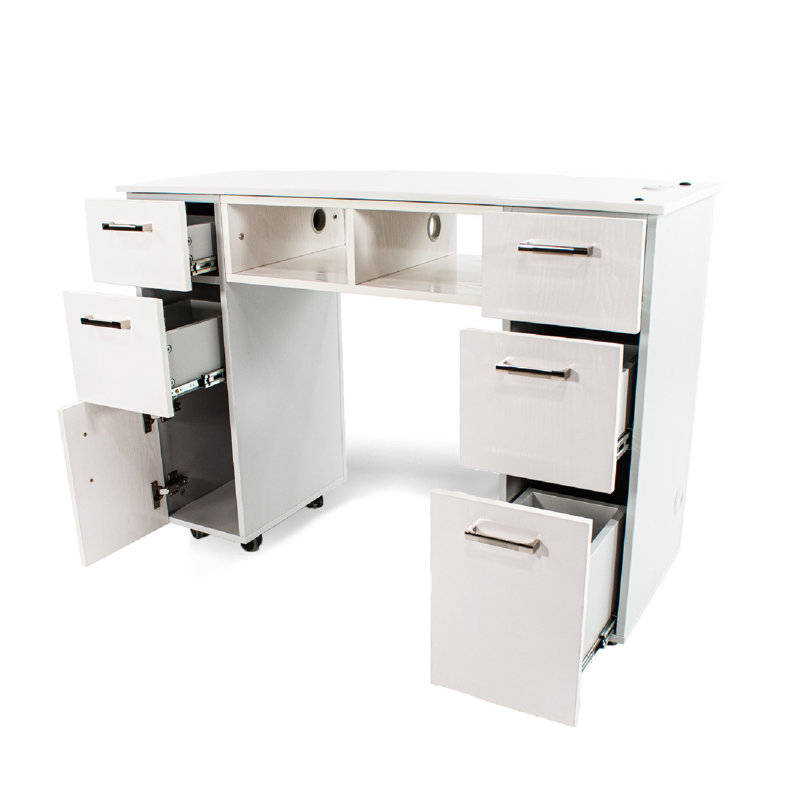 Bureau manucure Seneca, Blanc / gris