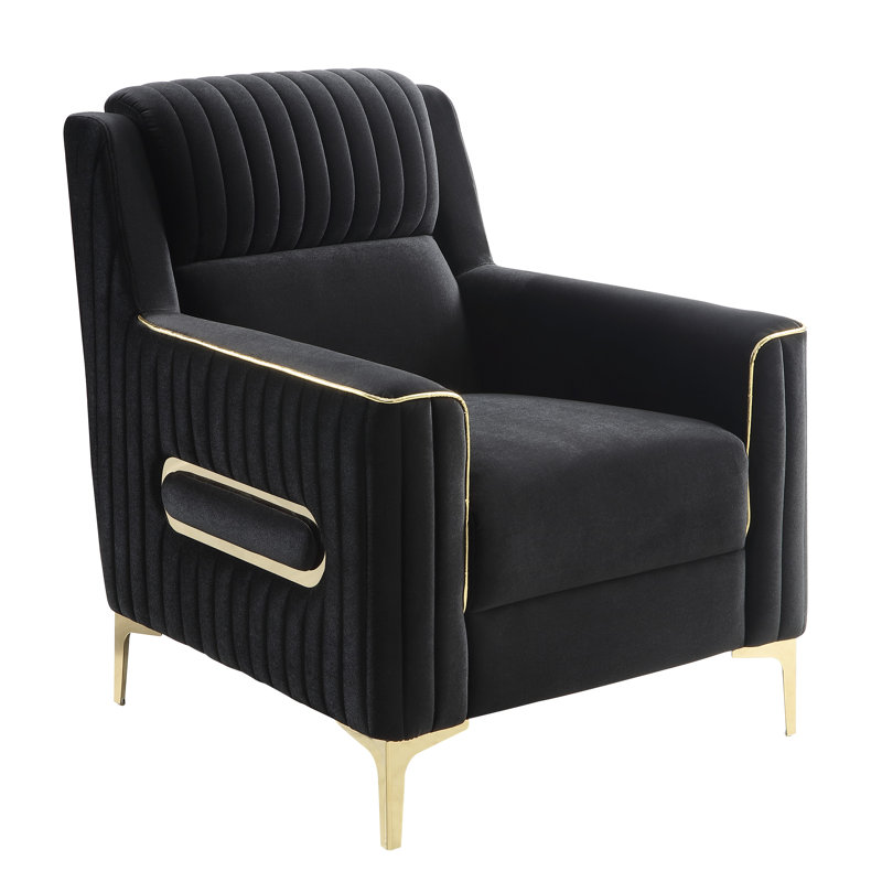 Margery Upholstered Chair, Black Faux Leather