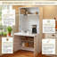 Armoire de cuisine compacte de 69 po de hauteur, buffet en panneau de fibres à densité moyenne de qualité P2 avec huche et poste de travail pliable, armoire de rangement multifonctionnelle avec tablette réglable et prise de courant pour la salle à manger et le salon-129606532