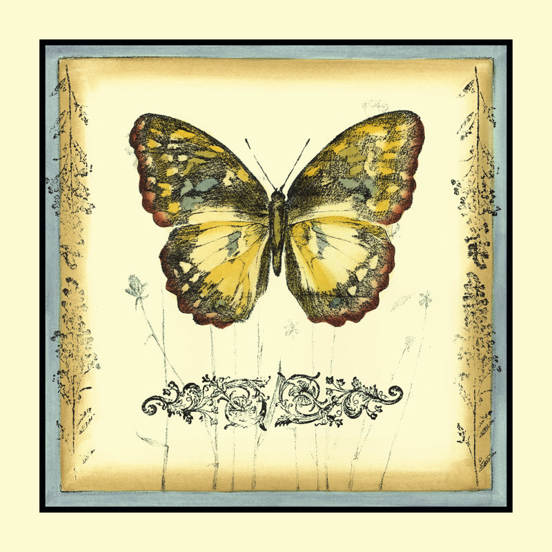 Papillon et fleurs sauvages II, H 20 po x l 20 po x P 1 po