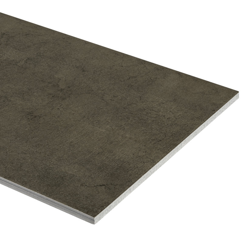 Citified 12" W x 24" L Porcelain Concrete Look Singular Tile, Brown
